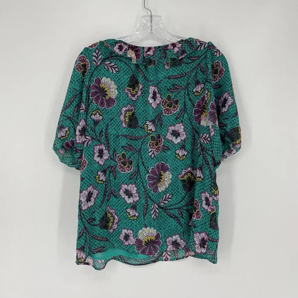 Loft Puff Sleeve Floral Top Size Medium